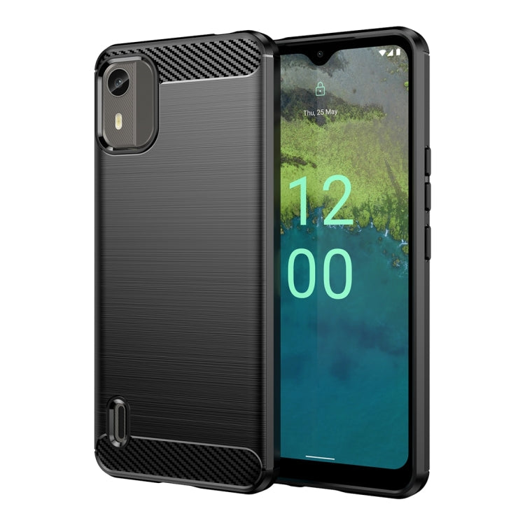 Brushed Texture Carbon Fiber TPU Phone Case – TPU, For Nokia C12, For Nokia C12 Pro, For Nokia C12 Plus, For Nokia C22 For Nokia C12 Plus Black