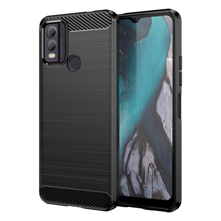 Brushed Texture Carbon Fiber TPU Phone Case – TPU, For Nokia C12, For Nokia C12 Pro, For Nokia C12 Plus, For Nokia C22 For Nokia C22 Black