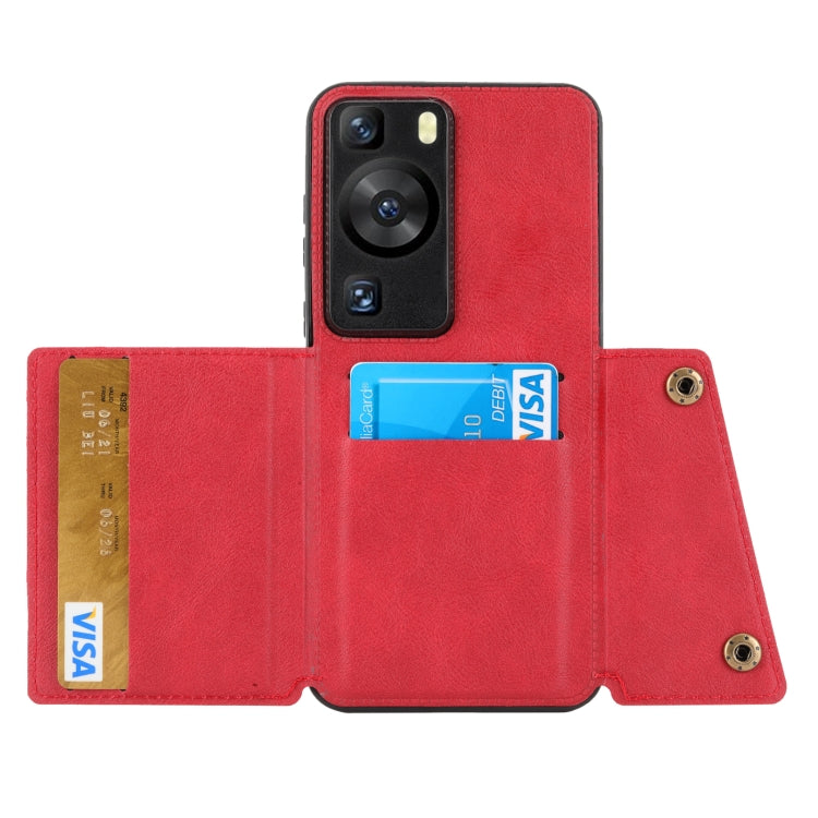 Double Buckle Magnetic PU+TPU Phone Case – Magnetic, Card Slot, Leather, For Huawei P60 / P60 Pro