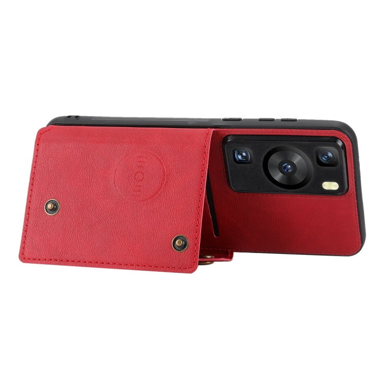Double Buckle Magnetic PU+TPU Phone Case – Magnetic, Card Slot, Leather, For Huawei P60 / P60 Pro