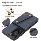 Double Buckle Magnetic PU+TPU Phone Case – Magnetic, Card Slot, Leather, For Huawei P60 / P60 Pro