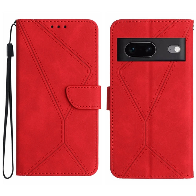 Stitching Embossed Leather Phone Case – Wear-resistant, Card Slot, Kickstand, For Google Pixel 7, For Google Pixel 7 Pro, For Google Pixel 7a, For Google Pixel 6 For Google Pixel 7 Red