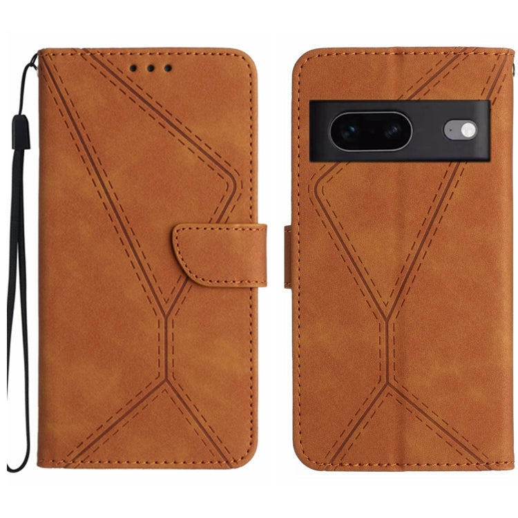 Stitching Embossed Leather Phone Case – Wear-resistant, Card Slot, Kickstand, For Google Pixel 7, For Google Pixel 7 Pro, For Google Pixel 7a, For Google Pixel 6 For Google Pixel 7 Brown