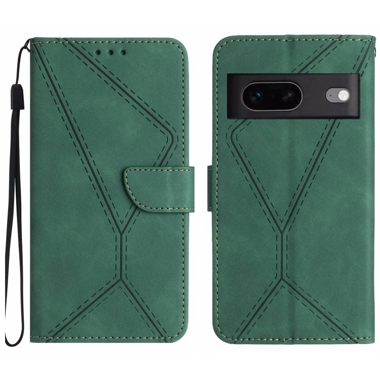 Stitching Embossed Leather Phone Case – Wear-resistant, Card Slot, Kickstand, For Google Pixel 7, For Google Pixel 7 Pro, For Google Pixel 7a, For Google Pixel 6 For Google Pixel 7 Green