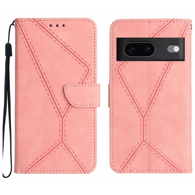 Stitching Embossed Leather Phone Case – Wear-resistant, Card Slot, Kickstand, For Google Pixel 7, For Google Pixel 7 Pro, For Google Pixel 7a, For Google Pixel 6 For Google Pixel 7a Pink