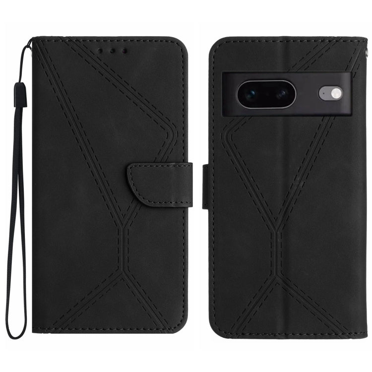 Stitching Embossed Leather Phone Case – Wear-resistant, Card Slot, Kickstand, For Google Pixel 7, For Google Pixel 7 Pro, For Google Pixel 7a, For Google Pixel 6 For Google Pixel 7a Black