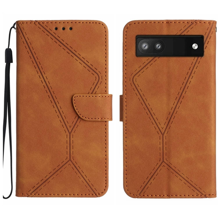 Stitching Embossed Leather Phone Case – Wear-resistant, Card Slot, Kickstand, For Google Pixel 6 Pro, For Google Pixel 6a For Google Pixel 6a Brown
