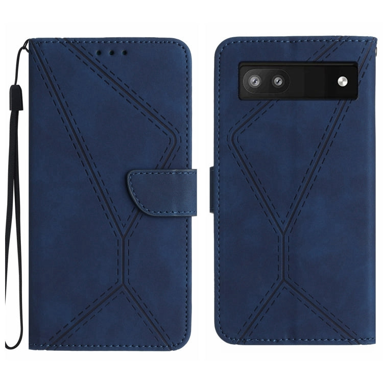 Stitching Embossed Leather Phone Case – Wear-resistant, Card Slot, Kickstand, For Google Pixel 6 Pro, For Google Pixel 6a For Google Pixel 6a Blue
