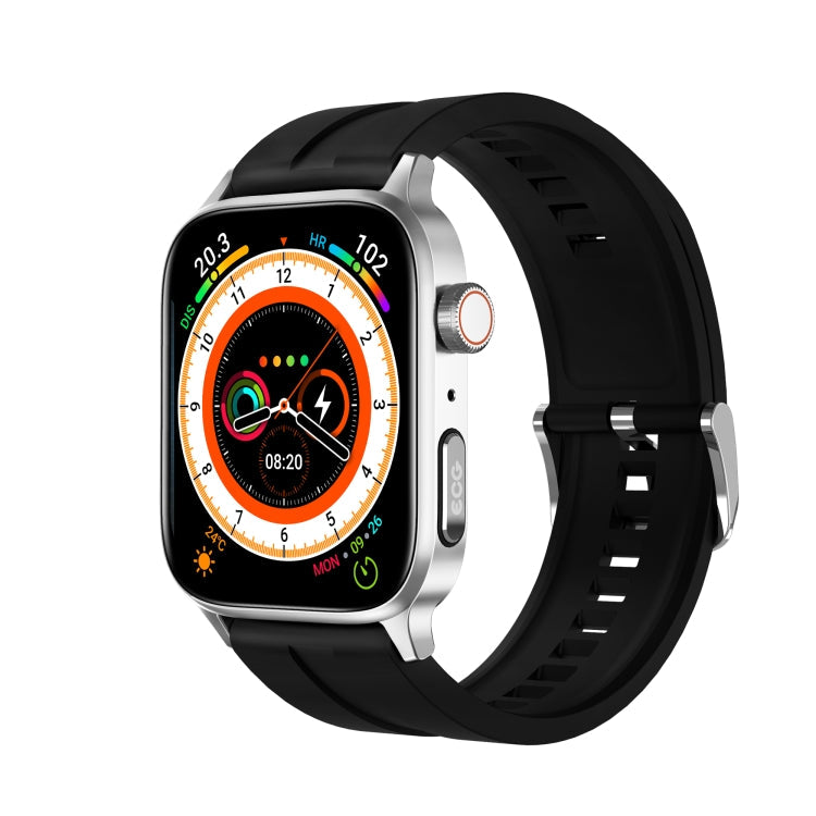 G22 1.85 inch TFT Screen Silicone Band Health Smart Watch, Support Bluetooth Call / Plateau Blood Oxygen / Body Temperature / Arrhythmia / TI Heart Rate Monitoring Black Silver