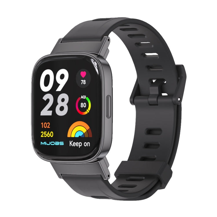 Mijobs Flat Hole Breathable TPU Watch Band, For Redmi Watch 3 For Redmi Watch 3 Black