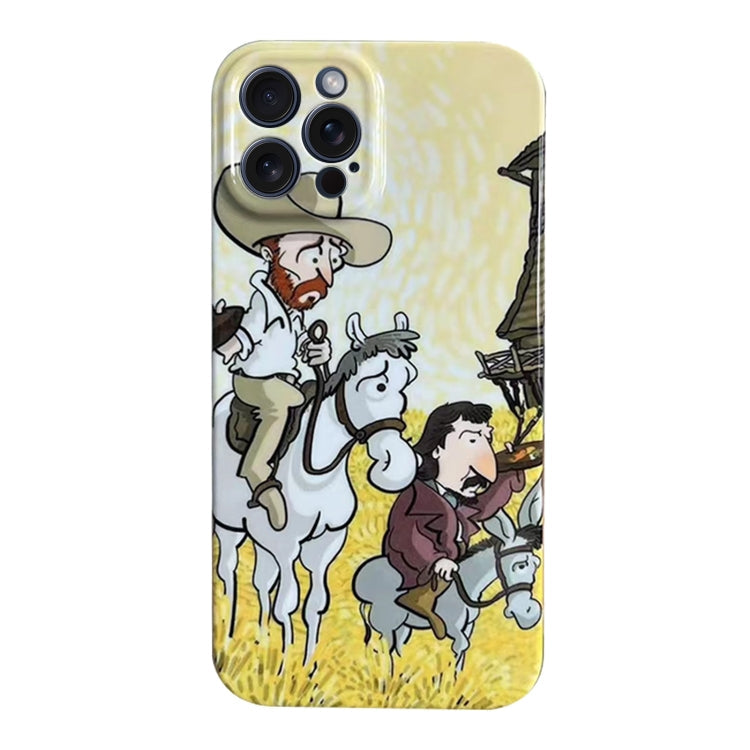 Oil Painting Pattern Glossy PC Phone Case, For iPhone 15 Pro Max, For iPhone 15 Pro, For iPhone 15 Plus, For iPhone 15 For iPhone 15 Pro Max Horse Riding