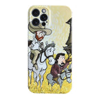 Oil Painting Pattern Glossy PC Phone Case, For iPhone 15 Pro Max, For iPhone 15 Pro, For iPhone 15 Plus, For iPhone 15 For iPhone 15 Pro Max Horse Riding