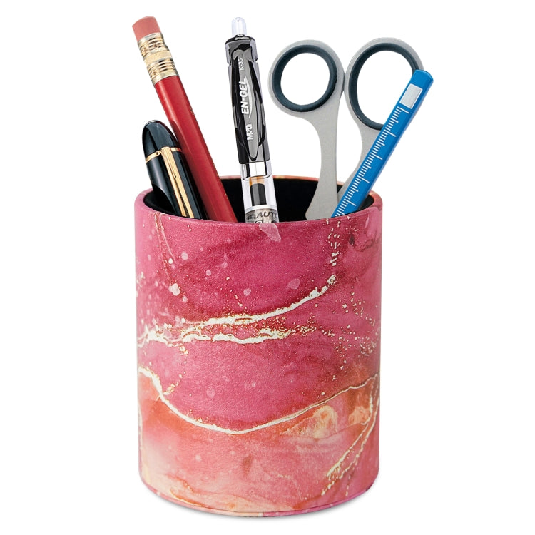 PU Leather Tool Storage Box Desktop Pen Holder – Leather Red Marble