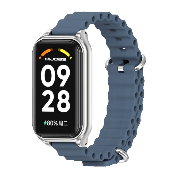 Watch Band – Silicone (Xiaomi Smart Band 8) For Xiaomi Smart Band 8 Active Redmi Band 2 Dark Blue Silver