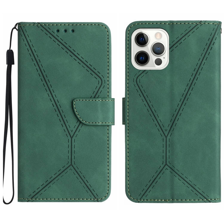 Stitching Embossed Leather Phone Case – Wear-resistant, Card Slot, Kickstand, For iPhone 14, For iPhone 14 Pro, For iPhone 14 Pro Max, For iPhone 13 For iPhone 14 Pro Green