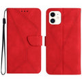 Stitching Embossed Leather Phone Case, For iPhone 11, For iPhone 11 Pro, For iPhone 11 Pro Max, For iPhone 14 Plus For iPhone 11 Red