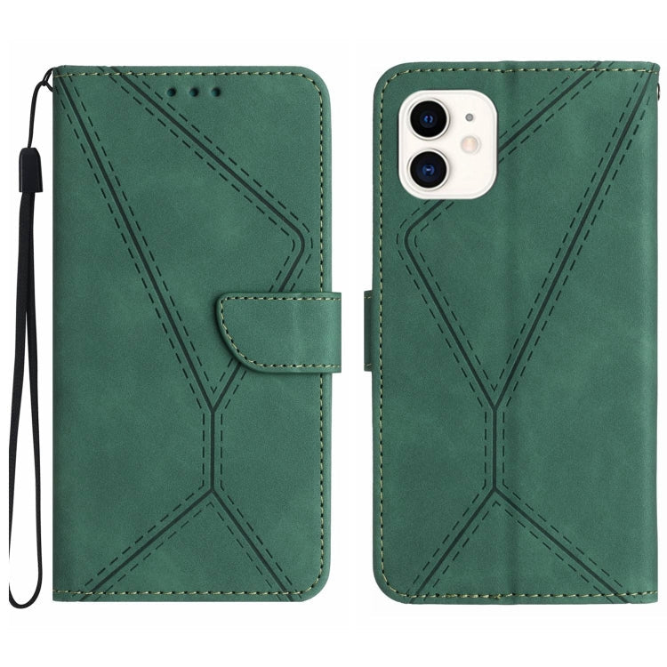 Stitching Embossed Leather Phone Case – Wear-resistant, Card Slot, Kickstand, For iPhone 11, For iPhone 11 Pro, For iPhone 11 Pro Max, For iPhone 14 Plus For iPhone 11 Green