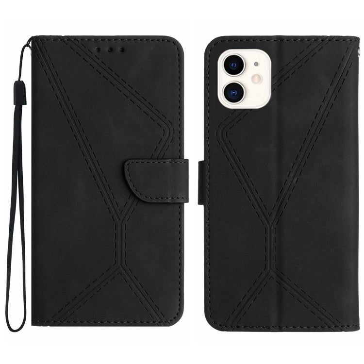 Stitching Embossed Leather Phone Case – Wear-resistant, Card Slot, Kickstand, For iPhone 11, For iPhone 11 Pro, For iPhone 11 Pro Max, For iPhone 14 Plus For iPhone 11 Black