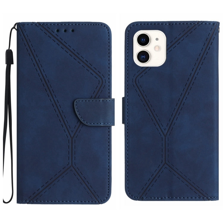 Stitching Embossed Leather Phone Case – Wear-resistant, Card Slot, Kickstand, For iPhone 11, For iPhone 11 Pro, For iPhone 11 Pro Max, For iPhone 14 Plus For iPhone 11 Blue