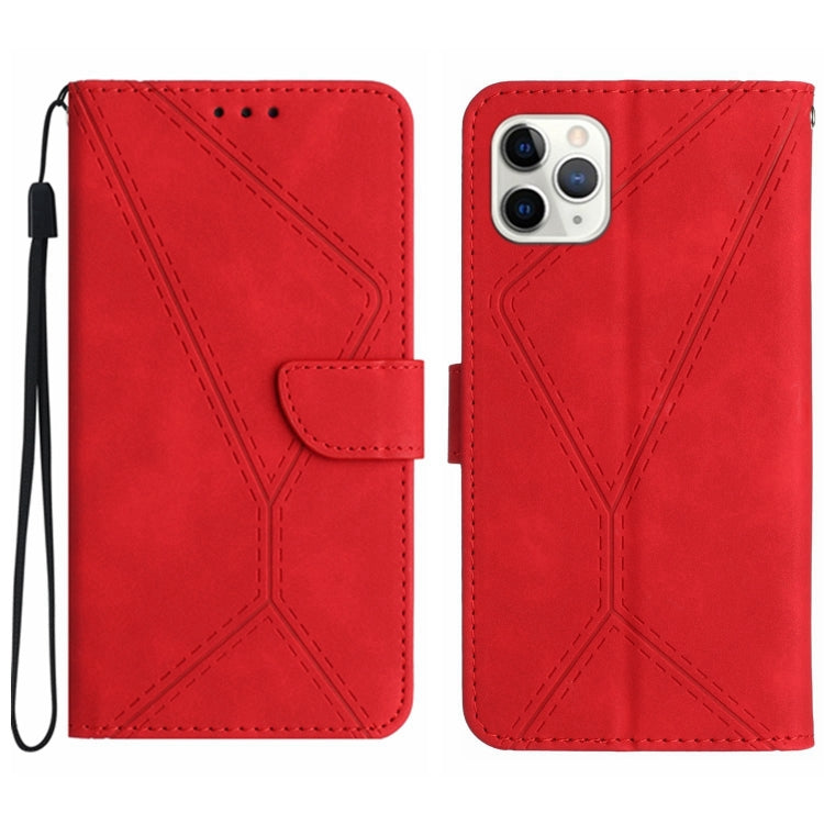 Stitching Embossed Leather Phone Case – Wear-resistant, Card Slot, Kickstand, For iPhone 11, For iPhone 11 Pro, For iPhone 11 Pro Max, For iPhone 14 Plus For iPhone 11 Pro Red