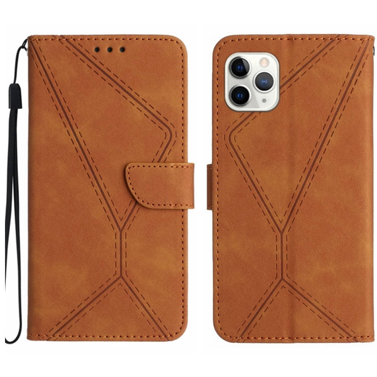 Stitching Embossed Leather Phone Case – Wear-resistant, Card Slot, Kickstand, For iPhone 11, For iPhone 11 Pro, For iPhone 11 Pro Max, For iPhone 14 Plus For iPhone 11 Pro Brown