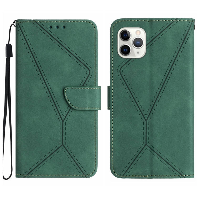 Stitching Embossed Leather Phone Case – Wear-resistant, Card Slot, Kickstand, For iPhone 11, For iPhone 11 Pro, For iPhone 11 Pro Max, For iPhone 14 Plus For iPhone 11 Pro Green