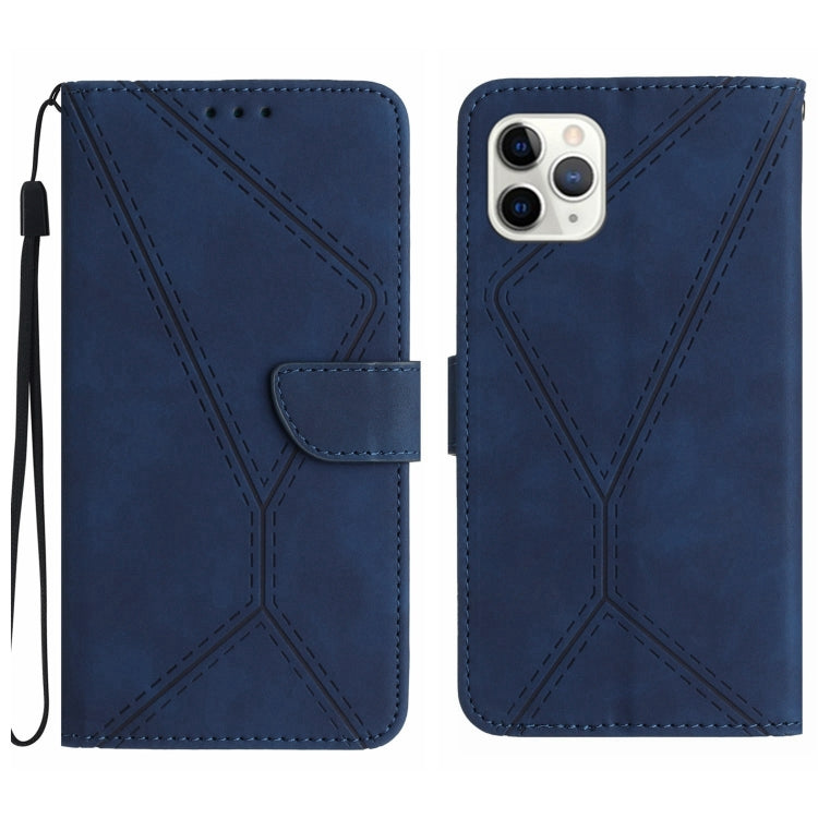 Stitching Embossed Leather Phone Case – Wear-resistant, Card Slot, Kickstand, For iPhone 11, For iPhone 11 Pro, For iPhone 11 Pro Max, For iPhone 14 Plus For iPhone 11 Pro Blue