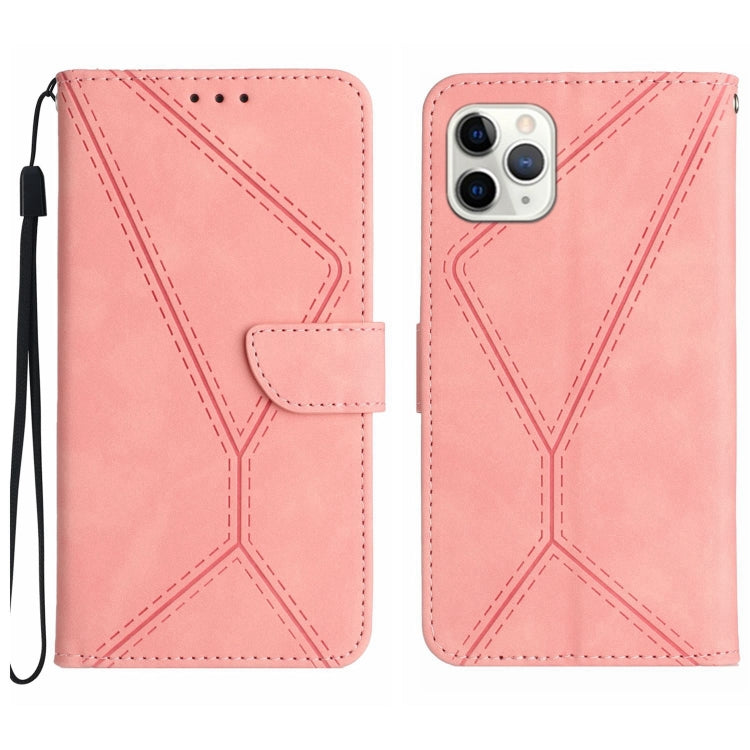 Stitching Embossed Leather Phone Case – Wear-resistant, Card Slot, Kickstand, For iPhone 11, For iPhone 11 Pro, For iPhone 11 Pro Max, For iPhone 14 Plus For iPhone 11 Pro Max Pink