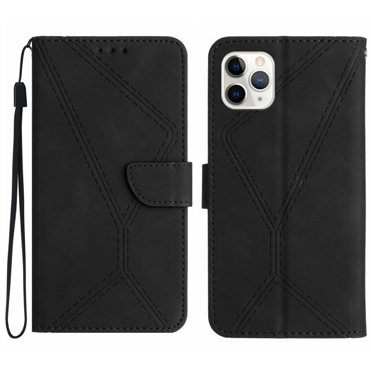 Stitching Embossed Leather Phone Case – Wear-resistant, Card Slot, Kickstand, For iPhone 11, For iPhone 11 Pro, For iPhone 11 Pro Max, For iPhone 14 Plus For iPhone 11 Pro Max Black