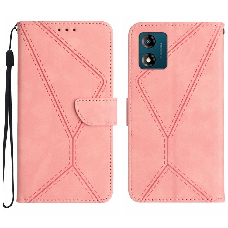 Stitching Embossed Leather Phone Case – Wear-resistant, Card Slot, Kickstand, For Moto G53 5G / G23 / G13 4G, For Motorola Moto E13 4G, For Motorola Moto G73 5G, For Motorola Moto G 5G 2023 For Motorola Moto E13 4G Pink