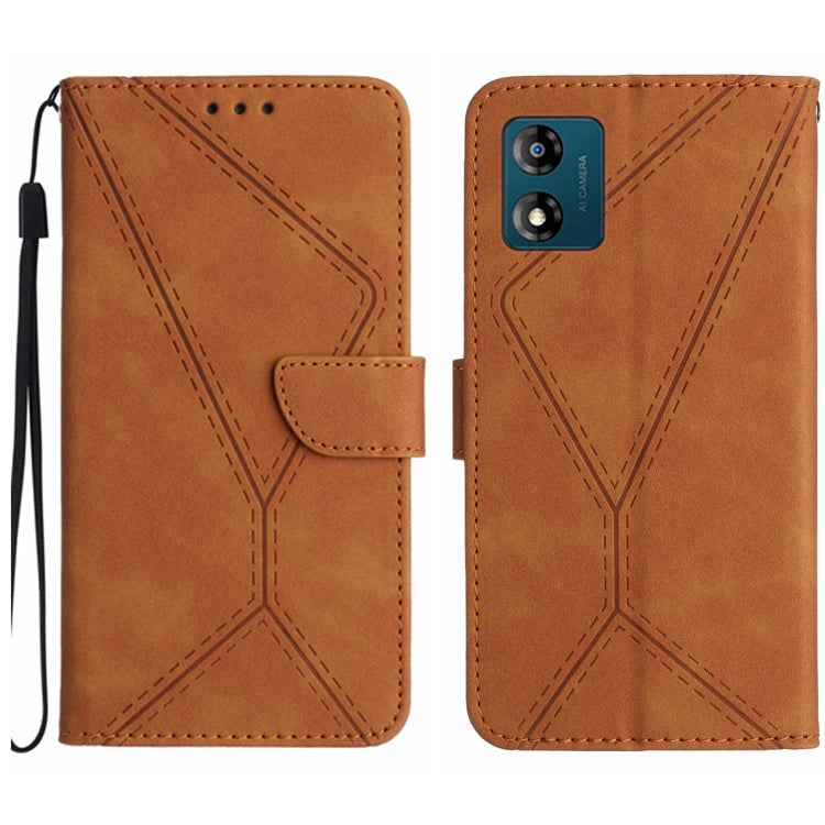 Stitching Embossed Leather Phone Case – Wear-resistant, Card Slot, Kickstand, For Moto G53 5G / G23 / G13 4G, For Motorola Moto E13 4G, For Motorola Moto G73 5G, For Motorola Moto G 5G 2023 For Motorola Moto E13 4G Brown