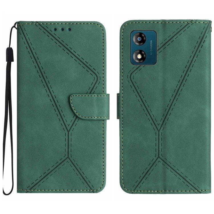 Stitching Embossed Leather Phone Case – Wear-resistant, Card Slot, Kickstand, For Moto G53 5G / G23 / G13 4G, For Motorola Moto E13 4G, For Motorola Moto G73 5G, For Motorola Moto G 5G 2023 For Motorola Moto E13 4G Green