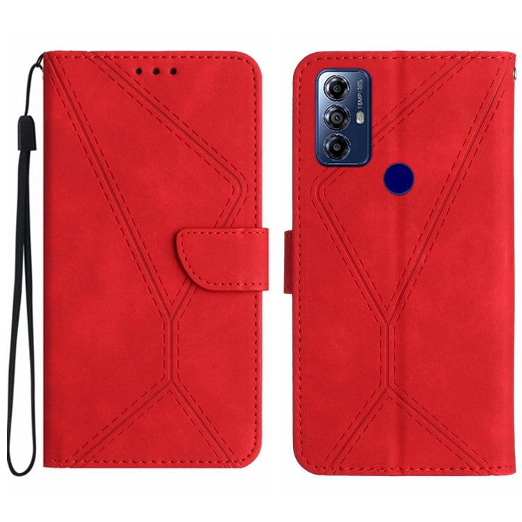 Stitching Embossed Leather Phone Case – Wear-resistant, Card Slot, Kickstand, For Motorola Moto G Play 2023, For Motorola Moto G72 4G, For Motorola Moto E22 / E22i 4G, For Motorola Moto E22S / G22 4G For Motorola Moto G Play 2023 Red