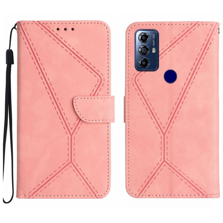 Stitching Embossed Leather Phone Case – Wear-resistant, Card Slot, Kickstand, For Motorola Moto G Play 2023, For Motorola Moto G72 4G, For Motorola Moto E22 / E22i 4G, For Motorola Moto E22S / G22 4G For Motorola Moto G Play 2023 Pink