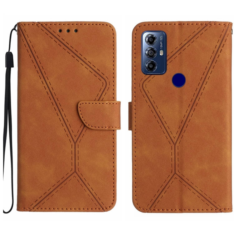 Stitching Embossed Leather Phone Case – Wear-resistant, Card Slot, Kickstand, For Motorola Moto G Play 2023, For Motorola Moto G72 4G, For Motorola Moto E22 / E22i 4G, For Motorola Moto E22S / G22 4G For Motorola Moto G Play 2023 Brown