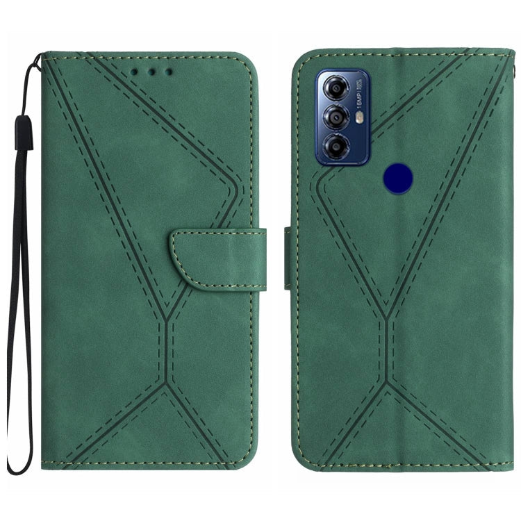 Stitching Embossed Leather Phone Case – Wear-resistant, Card Slot, Kickstand, For Motorola Moto G Play 2023, For Motorola Moto G72 4G, For Motorola Moto E22 / E22i 4G, For Motorola Moto E22S / G22 4G For Motorola Moto G Play 2023 Green