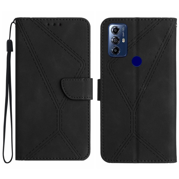 Stitching Embossed Leather Phone Case – Wear-resistant, Card Slot, Kickstand, For Motorola Moto G Play 2023, For Motorola Moto G72 4G, For Motorola Moto E22 / E22i 4G, For Motorola Moto E22S / G22 4G For Motorola Moto G Play 2023 Black