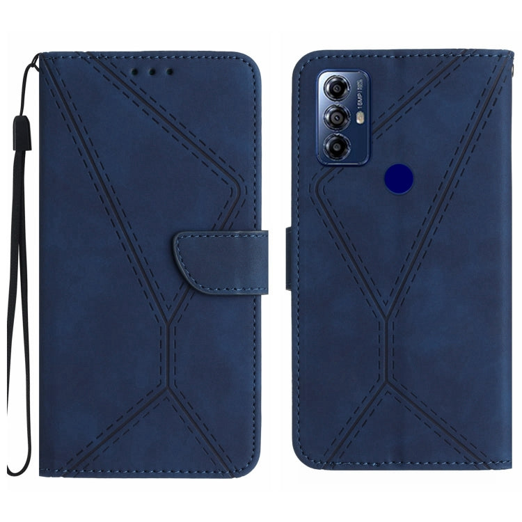 Stitching Embossed Leather Phone Case – Wear-resistant, Card Slot, Kickstand, For Motorola Moto G Play 2023, For Motorola Moto G72 4G, For Motorola Moto E22 / E22i 4G, For Motorola Moto E22S / G22 4G For Motorola Moto G Play 2023 Blue