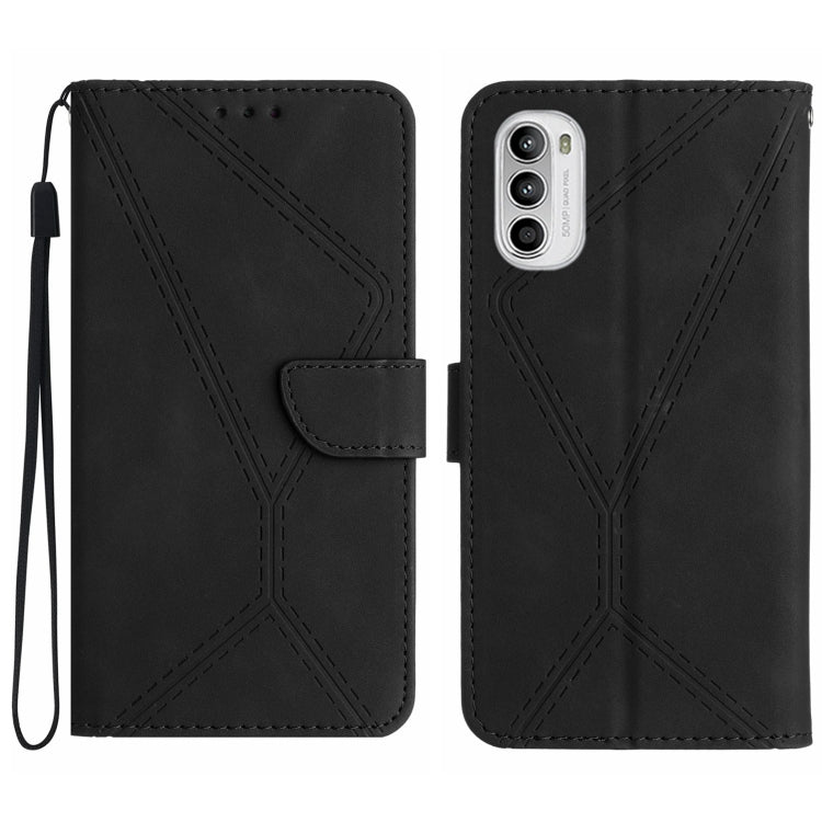 Stitching Embossed Leather Phone Case – Wear-resistant, Card Slot, Kickstand, For Motorola Moto G52J, For Motorola Moto G Stylus 5G 2022, For Motorola Moto G Stylus 4G 2022, For Motorola Moto G Power 2022 For Motorola Moto G Stylus 5G 2022 Black