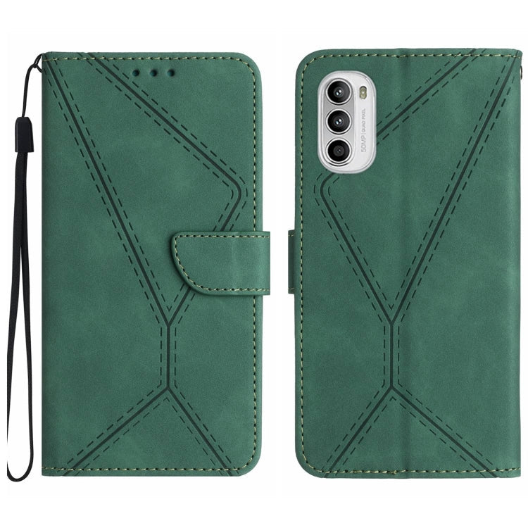 Stitching Embossed Leather Phone Case – Wear-resistant, Card Slot, Kickstand, For Motorola Moto G52J, For Motorola Moto G Stylus 5G 2022, For Motorola Moto G Stylus 4G 2022, For Motorola Moto G Power 2022 For Motorola Moto G52J Green