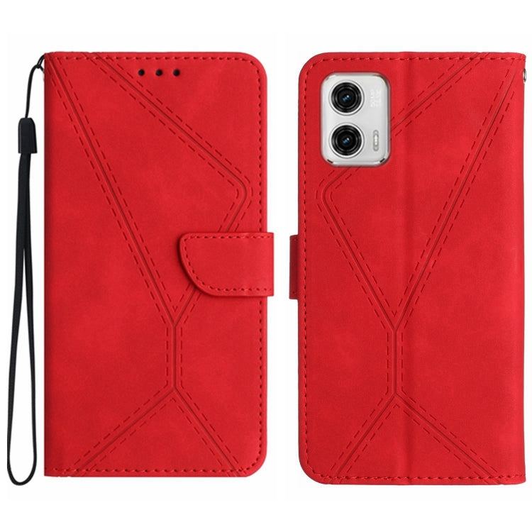 Stitching Embossed Leather Phone Case – Wear-resistant, Card Slot, Kickstand, For Moto G53 5G / G23 / G13 4G, For Motorola Moto E13 4G, For Motorola Moto G73 5G, For Motorola Moto G 5G 2023 For Moto G53 5G G23 G13 4G Red