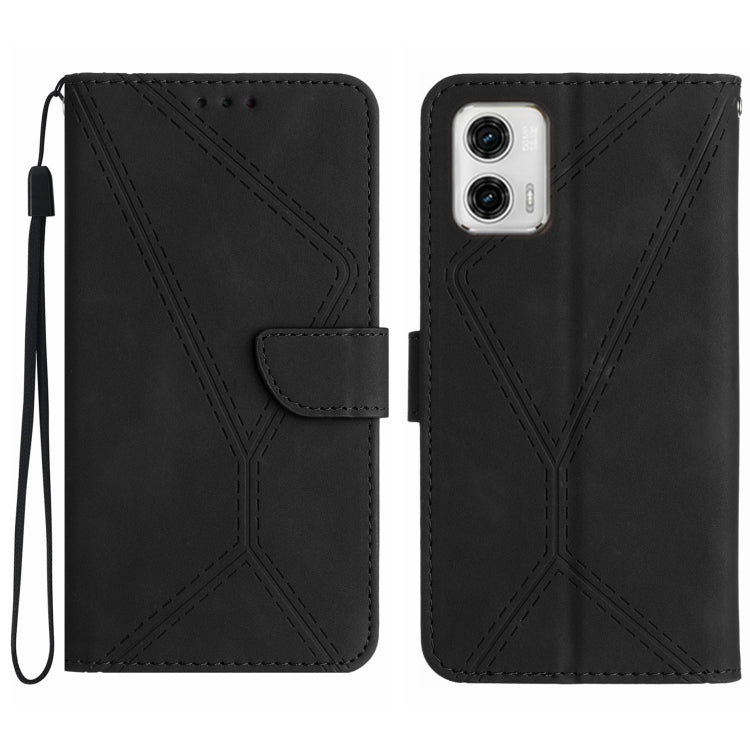Stitching Embossed Leather Phone Case – Wear-resistant, Card Slot, Kickstand, For Moto G53 5G / G23 / G13 4G, For Motorola Moto E13 4G, For Motorola Moto G73 5G, For Motorola Moto G 5G 2023 For Moto G53 5G G23 G13 4G Black
