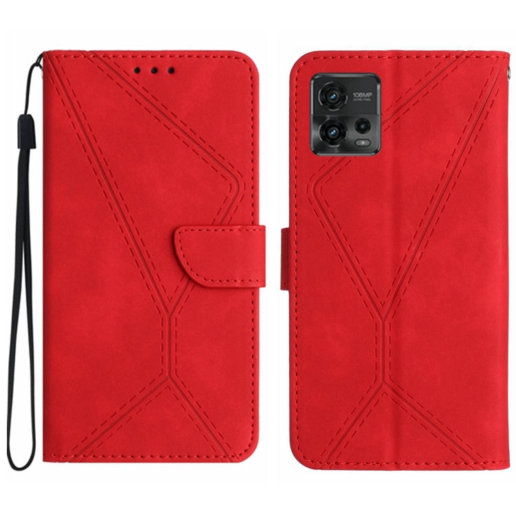 Stitching Embossed Leather Phone Case – Wear-resistant, Card Slot, Kickstand, For Motorola Moto G Play 2023, For Motorola Moto G72 4G, For Motorola Moto E22 / E22i 4G, For Motorola Moto E22S / G22 4G For Motorola Moto G72 4G Red