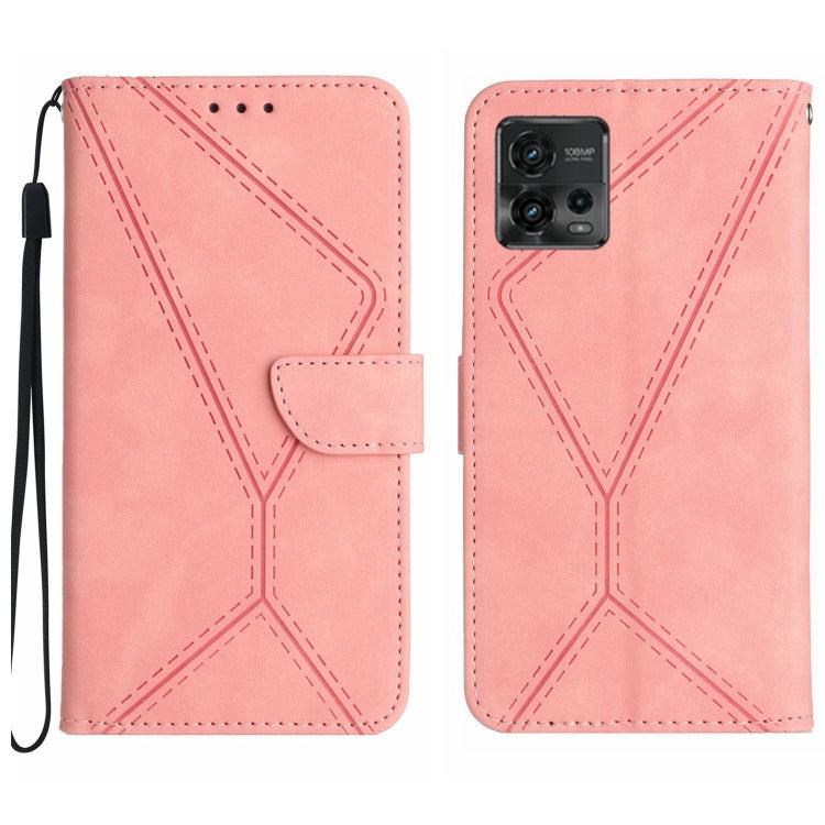 Stitching Embossed Leather Phone Case – Wear-resistant, Card Slot, Kickstand, For Motorola Moto G Play 2023, For Motorola Moto G72 4G, For Motorola Moto E22 / E22i 4G, For Motorola Moto E22S / G22 4G For Motorola Moto G72 4G Pink