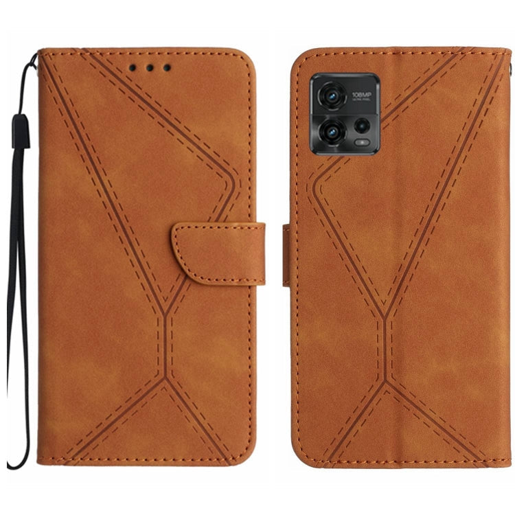 Stitching Embossed Leather Phone Case – Wear-resistant, Card Slot, Kickstand, For Motorola Moto G Play 2023, For Motorola Moto G72 4G, For Motorola Moto E22 / E22i 4G, For Motorola Moto E22S / G22 4G For Motorola Moto G72 4G Brown