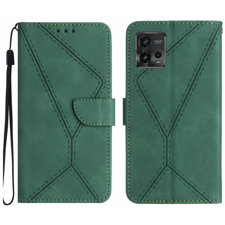 Stitching Embossed Leather Phone Case – Wear-resistant, Card Slot, Kickstand, For Motorola Moto G Play 2023, For Motorola Moto G72 4G, For Motorola Moto E22 / E22i 4G, For Motorola Moto E22S / G22 4G For Motorola Moto G72 4G Green