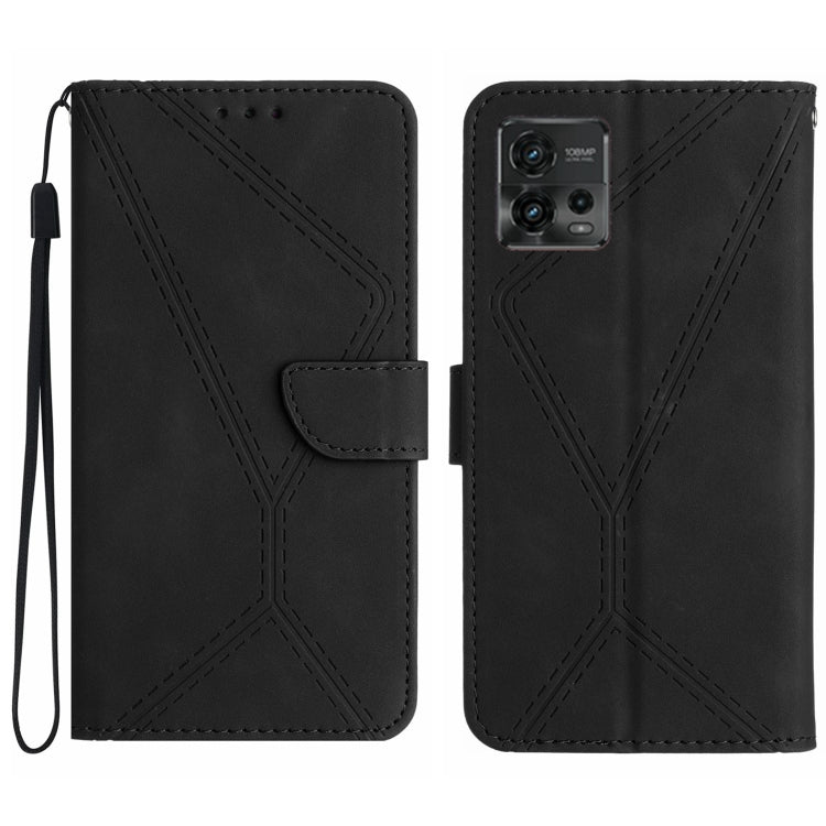 Stitching Embossed Leather Phone Case – Wear-resistant, Card Slot, Kickstand, For Motorola Moto G Play 2023, For Motorola Moto G72 4G, For Motorola Moto E22 / E22i 4G, For Motorola Moto E22S / G22 4G For Motorola Moto G72 4G Black
