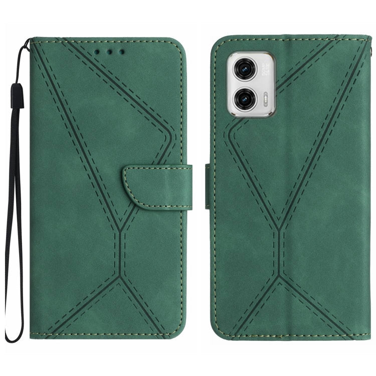 Stitching Embossed Leather Phone Case – Wear-resistant, Card Slot, Kickstand, For Moto G53 5G / G23 / G13 4G, For Motorola Moto E13 4G, For Motorola Moto G73 5G, For Motorola Moto G 5G 2023 For Motorola Moto G73 5G Green