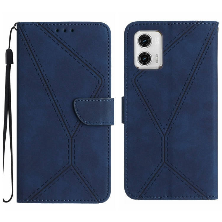 Stitching Embossed Leather Phone Case – Wear-resistant, Card Slot, Kickstand, For Moto G53 5G / G23 / G13 4G, For Motorola Moto E13 4G, For Motorola Moto G73 5G, For Motorola Moto G 5G 2023 For Motorola Moto G73 5G Blue
