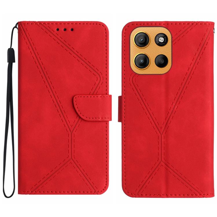 Stitching Embossed Leather Phone Case – Wear-resistant, Card Slot, Kickstand, For Motorola Moto G Stylus 5G 2025, For Motorola Moto G05, For Motorola Moto G15, For Motorola Moto G 5G 2025 For Motorola Moto G Stylus 5G 2025 Red